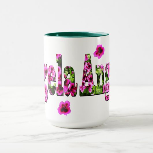 Pink Floral Angela Name Logo, Mok (Midden)