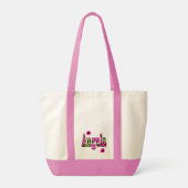 Pink Floral Angela Name Logo, Tote Bag (Achterkant)