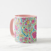 Pink Floral Arabic Pattern Mok (Voorkant links)