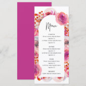 Pink Floral Arch Petals en Prosecco Vrijgezellenfe Menu (Voorkant / Achterkant)