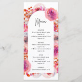 Pink Floral Arch Petals en Prosecco Vrijgezellenfe Menu (Voorkant)