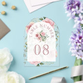 Pink Floral Arch Wedding Acrylic Table Number Acryl Uitnodigingen (Insitu (Huwelijk))