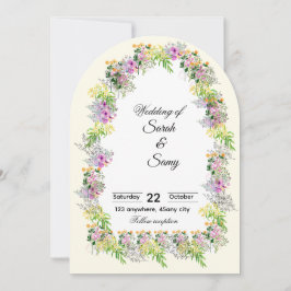 Pink Floral Arch Wedding Invitation Kaart