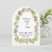 Pink Floral Arch Wedding Invitation  Kaart (Staand voorkant)