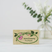 Pink Floral Art Noveau Visitekaartje (Staand voorkant)