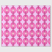 Pink Floral Art Wrapping Paper Cadeaupapier (Vlak)