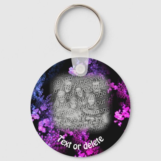 Pink Floral Art Your Photo Personated Sleutelhanger (Voorkant)