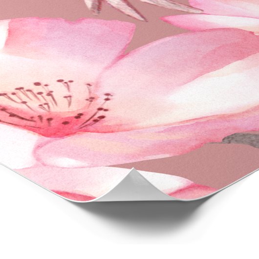 Pink Floral Axolotl Poster (Hoek)