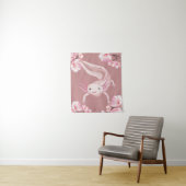 Pink Floral Axolotl Tapestry Wandkleed (In situ)