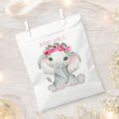 Pink floral baby elephant baby shower favor bedankzakje (Geknipt)