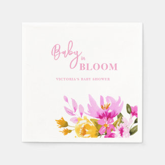 Pink Floral Baby in Bloom Baby Shower Servet