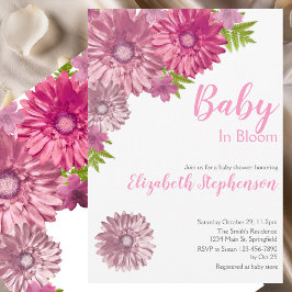 Pink Floral Baby In Bloom Floral Baby Shower Kaart
