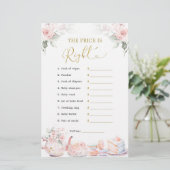 Pink Floral Baby Party Raad dat de prijs goed is (Staand voorkant)
