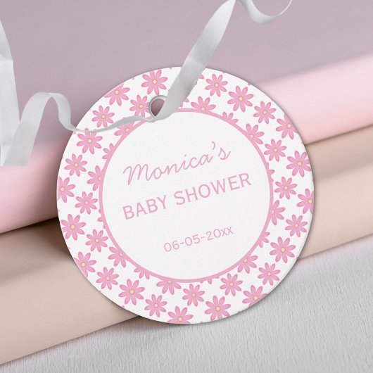 Pink Floral Baby Shower Bedankjes Labels