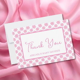 Pink Floral Baby Shower Bedankkaart