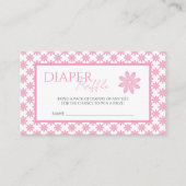 Pink Floral Baby Shower Diaper Raffle  Informatiekaartje (Voorkant)