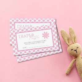 Pink Floral Baby Shower Diaper Raffle Informatiekaartje