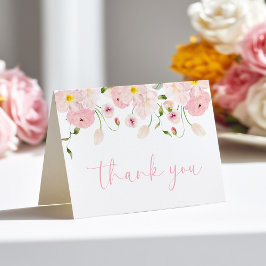 Pink Floral Baby Shower Folded Thank You Card Bedankkaart