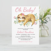 Pink Floral Baby shower Invitation Kaart (Staand voorkant)
