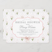 Pink Floral Baby Shower Invitation,  Kaart (Voorkant / Achterkant)