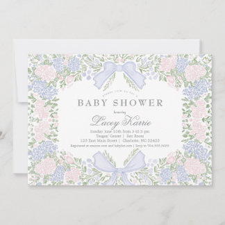 Pink Floral Baby Shower Invitation,  Kaart