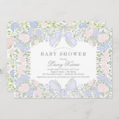 Pink Floral Baby Shower Invitation,  Kaart (Voorkant / Achterkant)