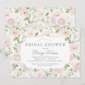 Pink Floral Baby Shower Invitation,  Kaart (Voorkant / Achterkant)