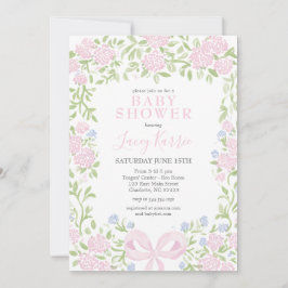 Pink Floral Baby Shower Invitation,  Kaart