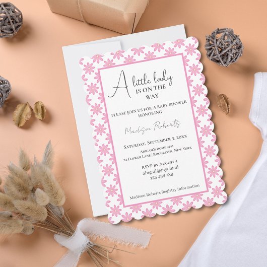 Pink Floral Baby Shower Kaart