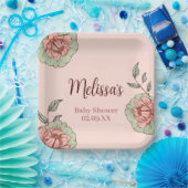 Pink Floral Baby Shower Papieren Bordje (Feest)