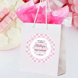 Pink Floral Baby Shower Ronde Sticker