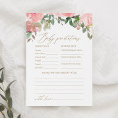 Pink Floral Baby shower voorspellingen en advies Kaart
