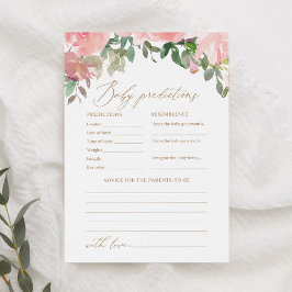 Pink Floral Baby shower voorspellingen en advies Kaart