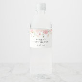 Pink Floral Baby Shower Waterfles Etiket (Voorkant)