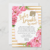 Pink Floral Baby Sprinkle per mail baby shower Kaart (Voorkant)