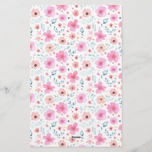 Pink Floral Baby voorspellingen en advies Briefpapier (Achterkant)