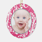 Pink Floral Baby's eerste kerst Ornament (Links)