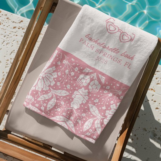 Pink Floral Bachelorette William Morris Pattern Strandlaken