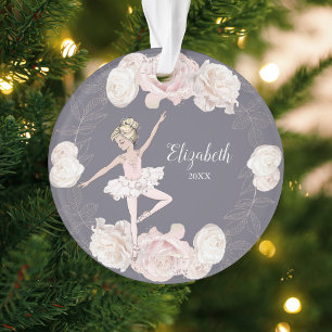 Pink Floral Ballerina Blonde Girl gepersonaliseerd Ornament
