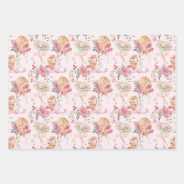 Pink Floral Ballerina Bunny Inpakpapier Vel