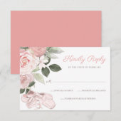 Pink Floral Ballet Bat Mitzvah RSVP Kaartje (Voorkant / Achterkant)