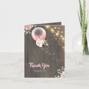Pink Floral Balloon Baby shower dank u Bedankkaart