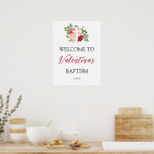  Pink Floral Baptism Welcome Poster (Keuken)