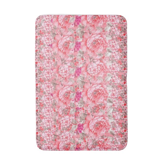 Pink Floral Bath Mat (Voorkant Verticaal)