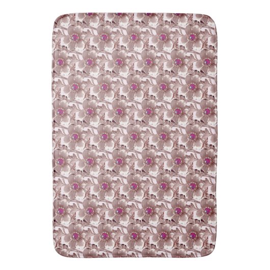 Pink Floral Bath Mat (Voorkant Verticaal)