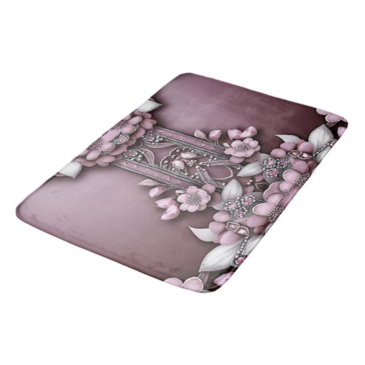 Pink Floral Bath Mat (Gekanteld)