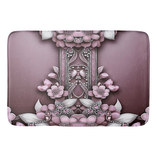 Pink Floral Bath Mat (Voorkant)