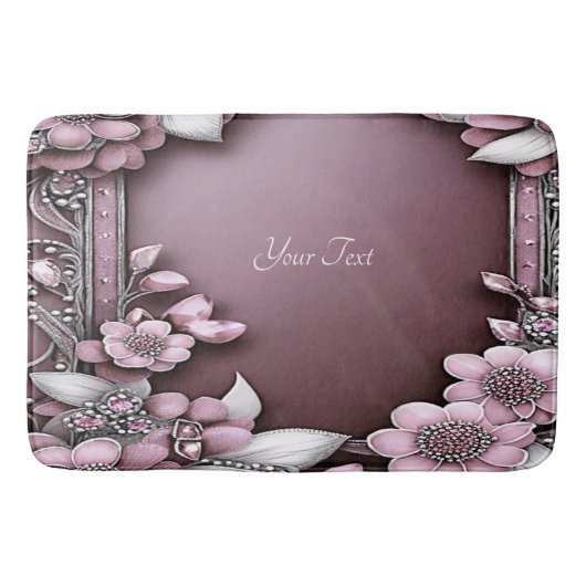 Pink Floral Bath Mat (Voorkant)