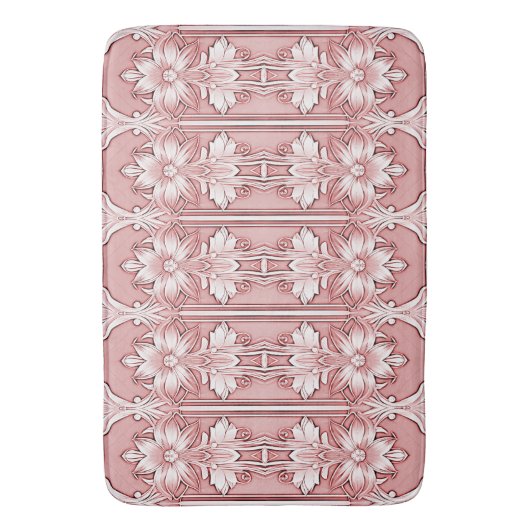 Pink Floral Bath Mat (Voorkant Verticaal)