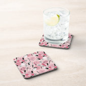 Pink Floral Beauty Products Patroon Bier Onderzetter (Rechterzijde)